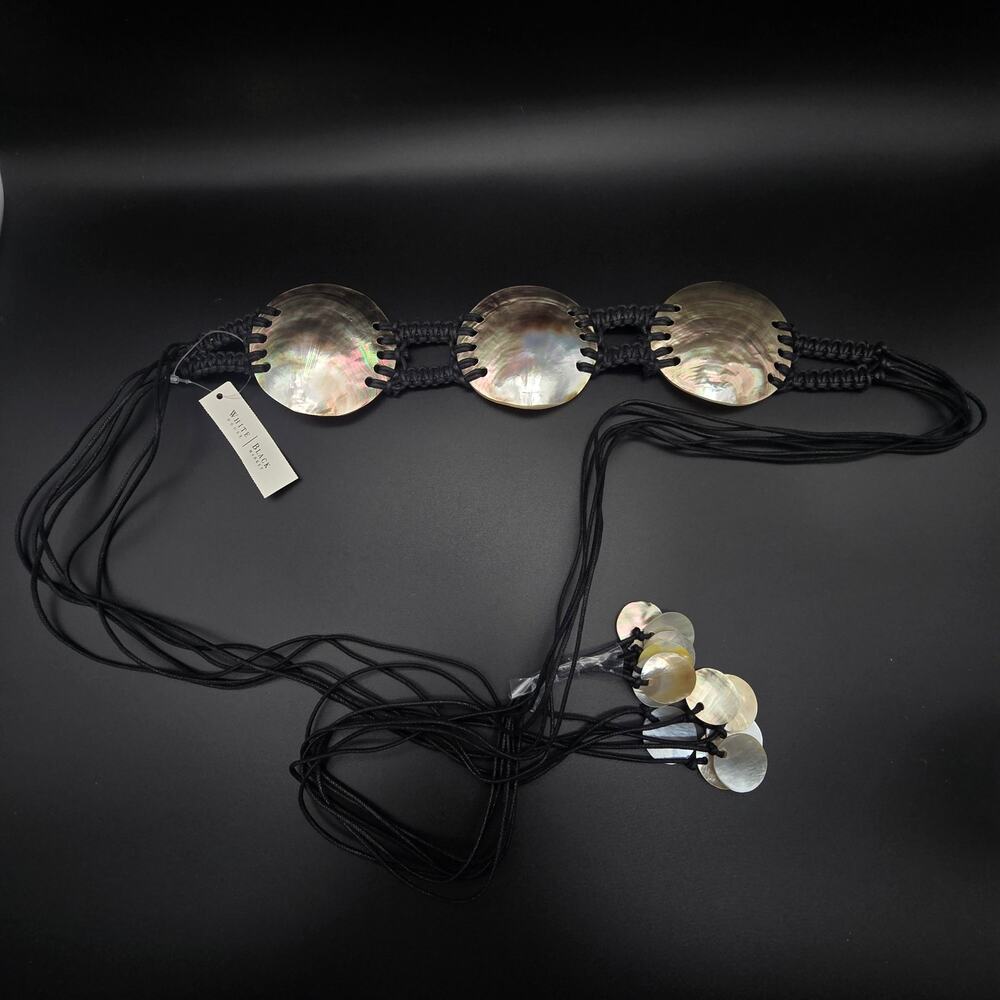 White House Black Market Abalone Shell Belt NWT Boho Beachy Women's Accessory